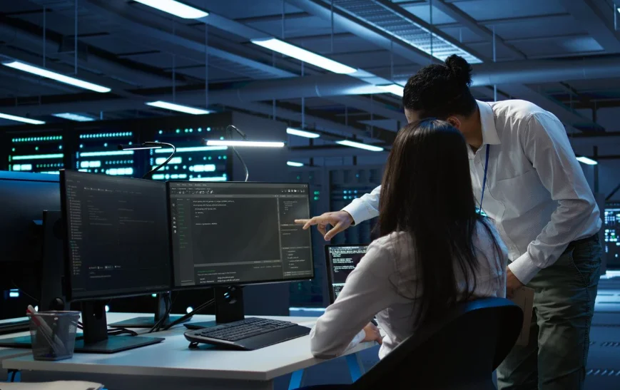 Profesionales gestionando infraestructura tecnológica dentro de servicios IT para empresas